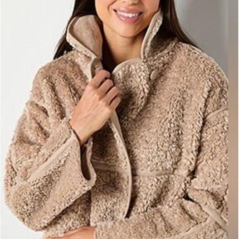 A.N.A Women's PXL Latte Sherpa Jacket NEW